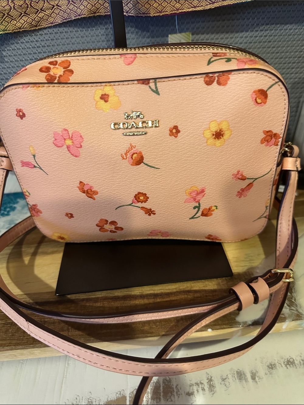 Coach Pink Floral Crossbody Camera Bag